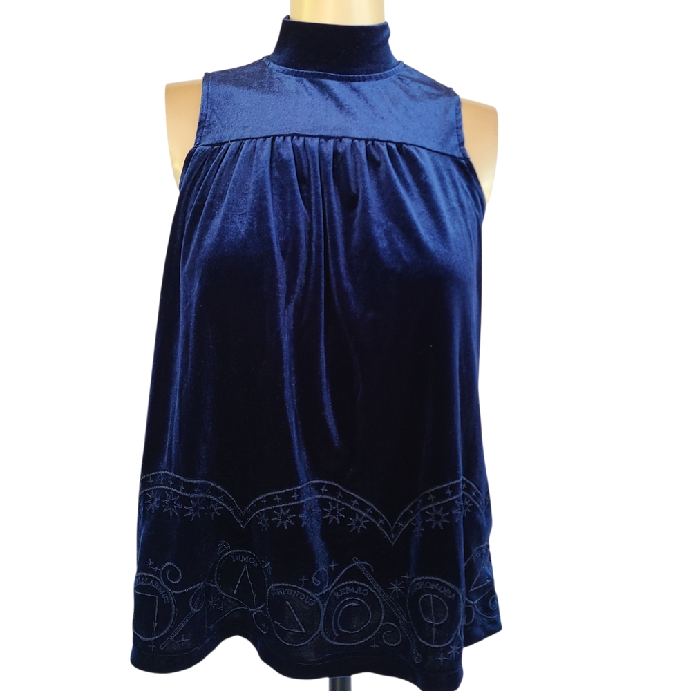 Harry Potter BoxLunch Exclusive Navy Velvet Symbols Top XS